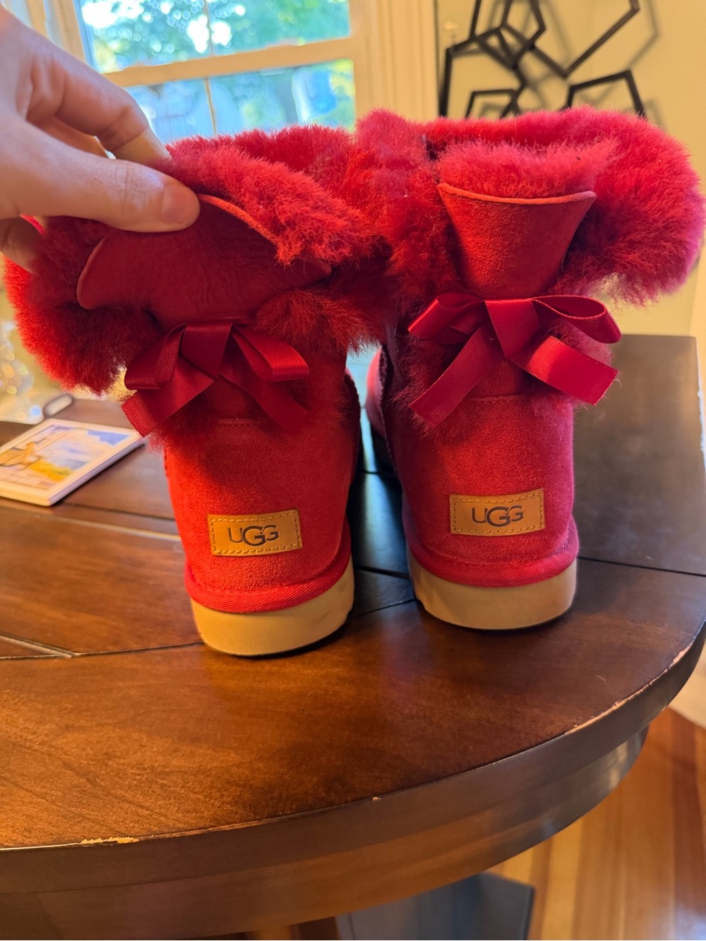 UGG Red Sheepskin Bow Back Boot